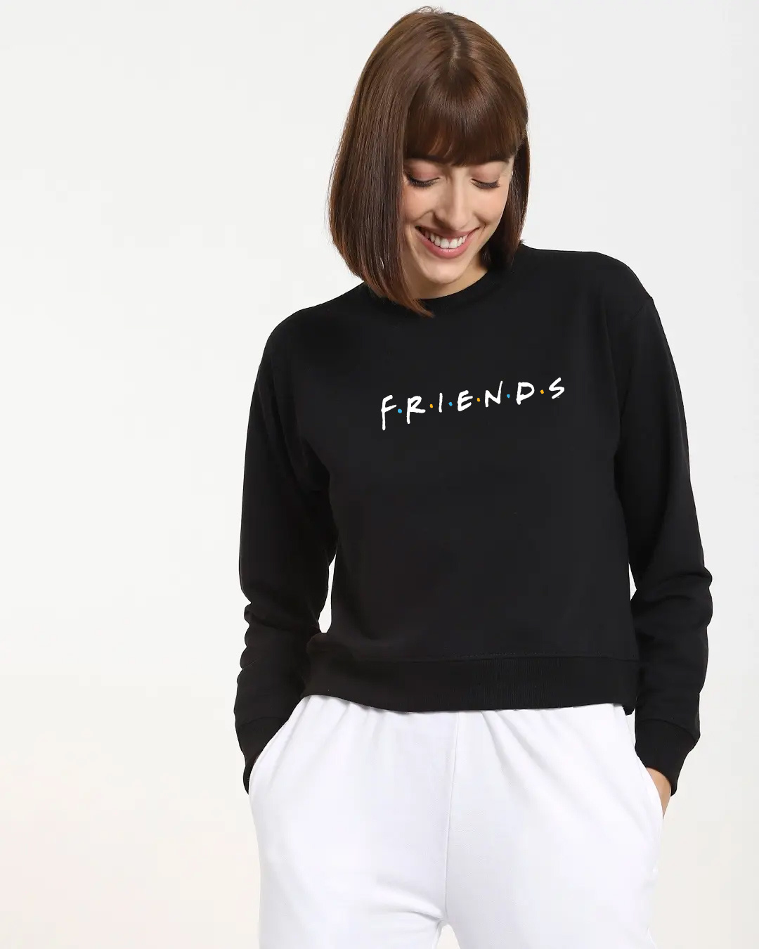 Shop Women's Black Friends Typography Sweatshirt-Back
