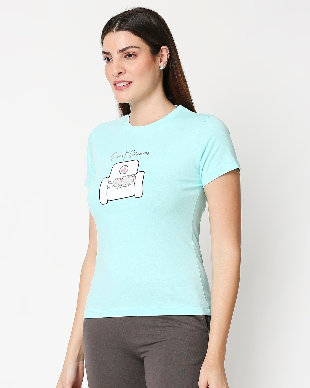 Shop Women's Printed Blue Lounge T-shirt-Back