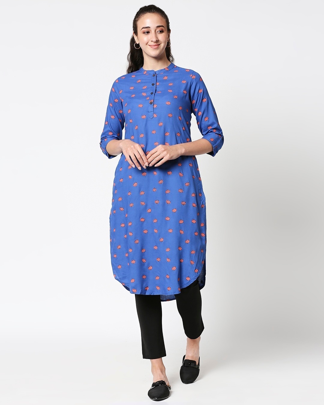 Shop Women's Printed Long Kurta-Back