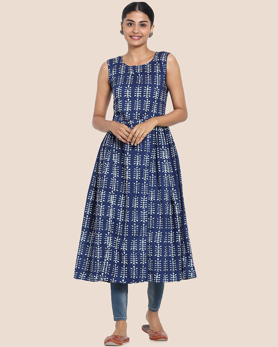 Shop Women's Printed Long Kurti Dress-Back