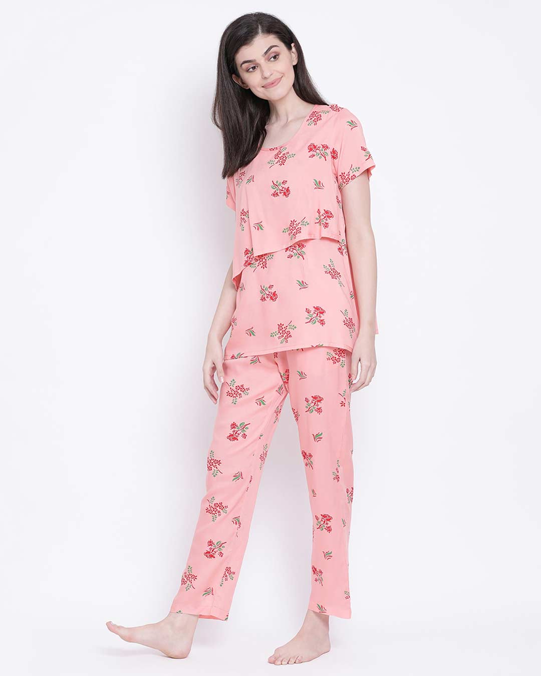 Shop Women's Printed Top & Pyjama Set-Back