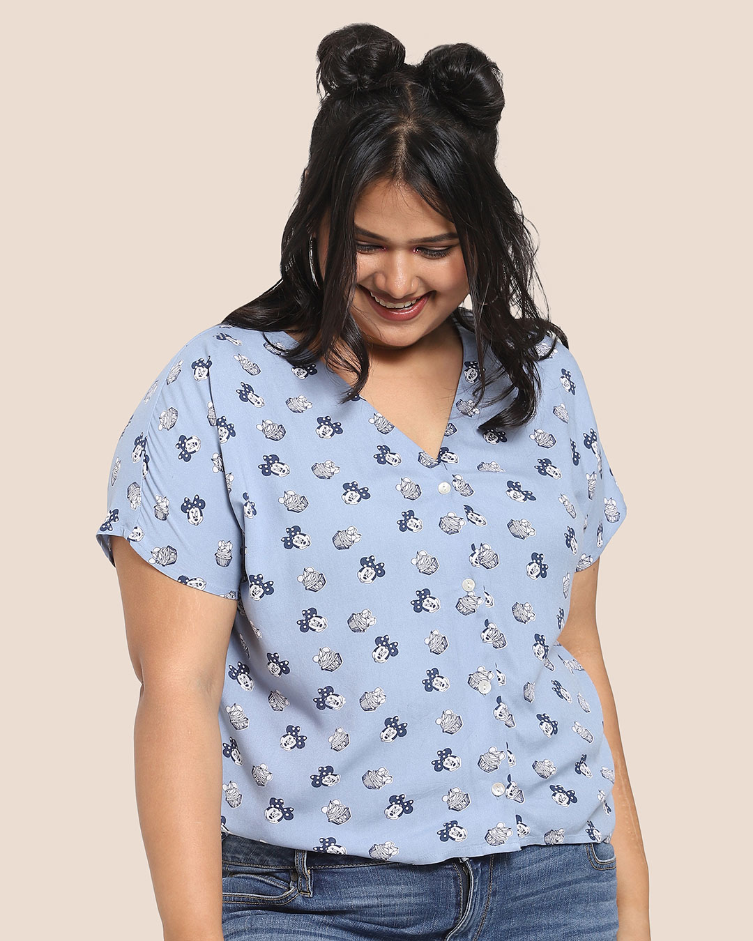 Shop Women's Printed V-Neck Curvy Shirt-Back