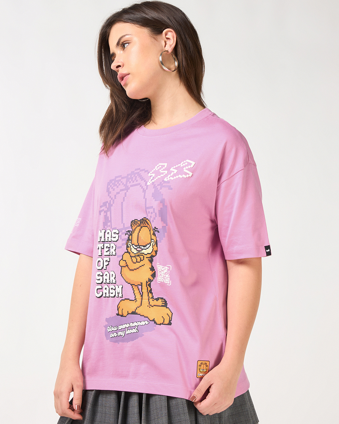 Shop Women's Prism Pink Master Of Sarcasm Graphic Printed Oversized T-shirt-Back