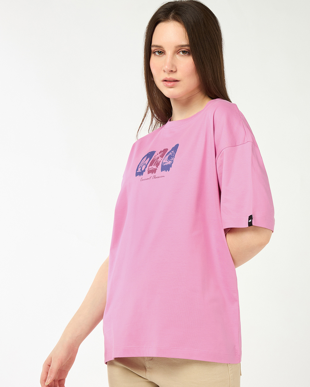 Shop Women's Prism Pink Obsession Graphic Printed Oversized T-shirt-Back
