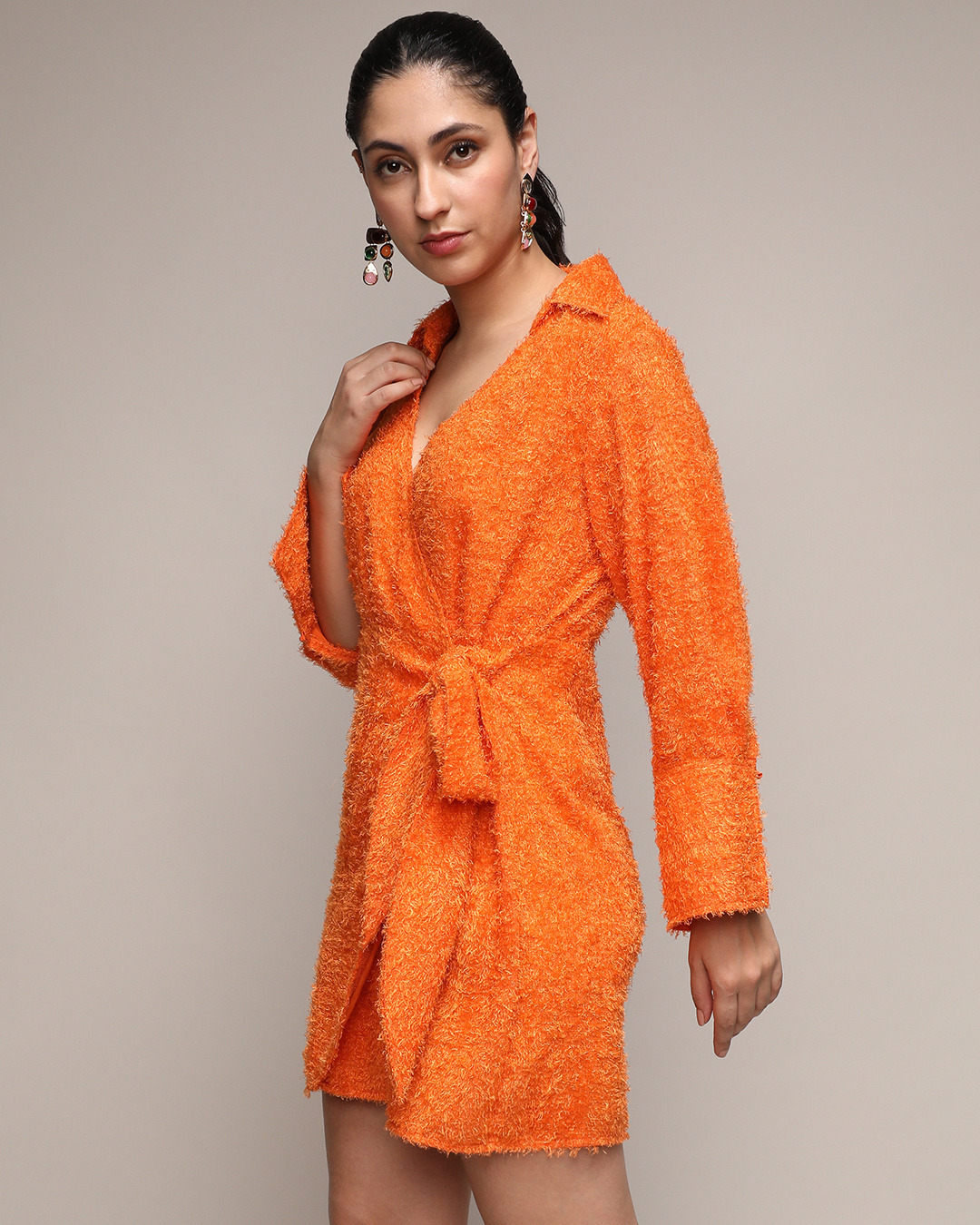 Shop Women's Pumpkin Orange Wrap Dress-Back