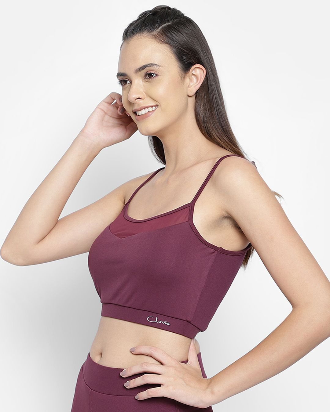 Shop Women's Purple Active Comfort Fit Crop Top-Back