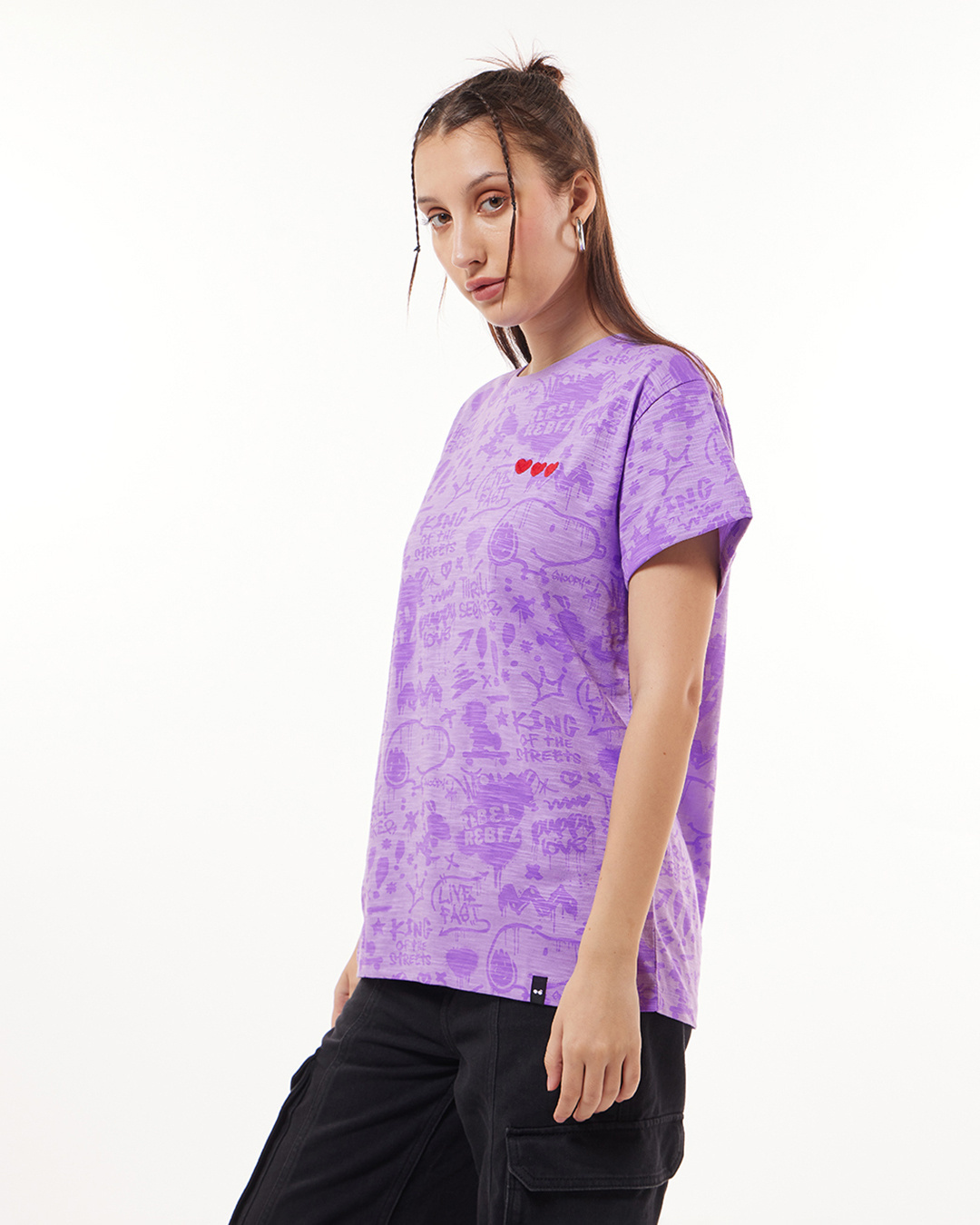 Shop Women's Purple All Over Printed Boyfriend T-shirt-Back