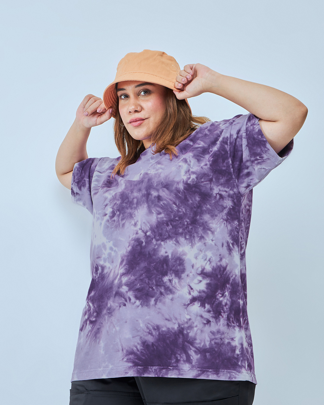 Buy Women's Purple Tie & Dye Oversized Plus Size T-shirt Online at Bewakoof