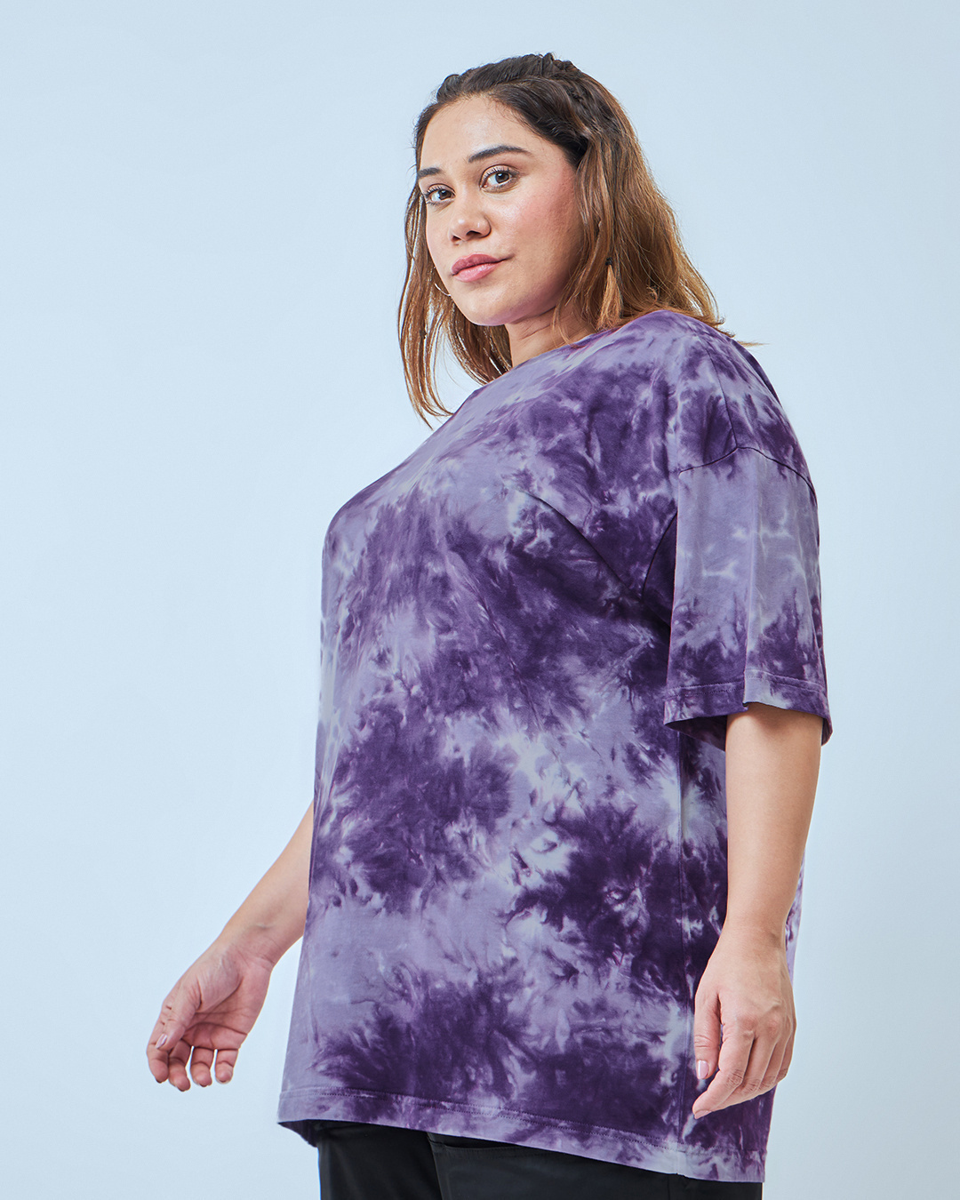 Shop Women's Purple Tie & Dye Oversized Plus Size T-shirt-Back