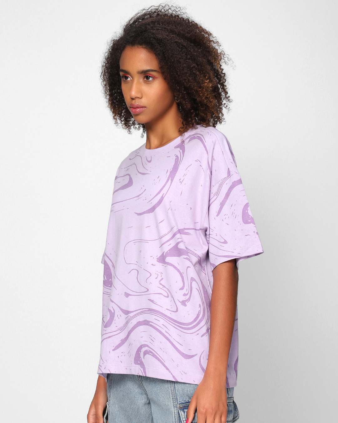 Shop Women's Purple Tie & Dye Oversized T-shirt-Back