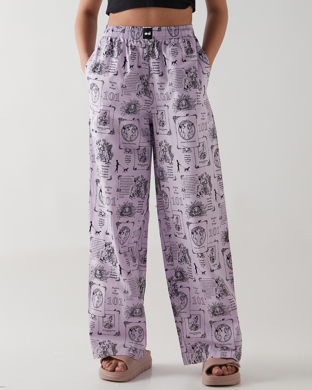 Shop Women's Purple All Over Printed Wide Leg Pyjamas-Back