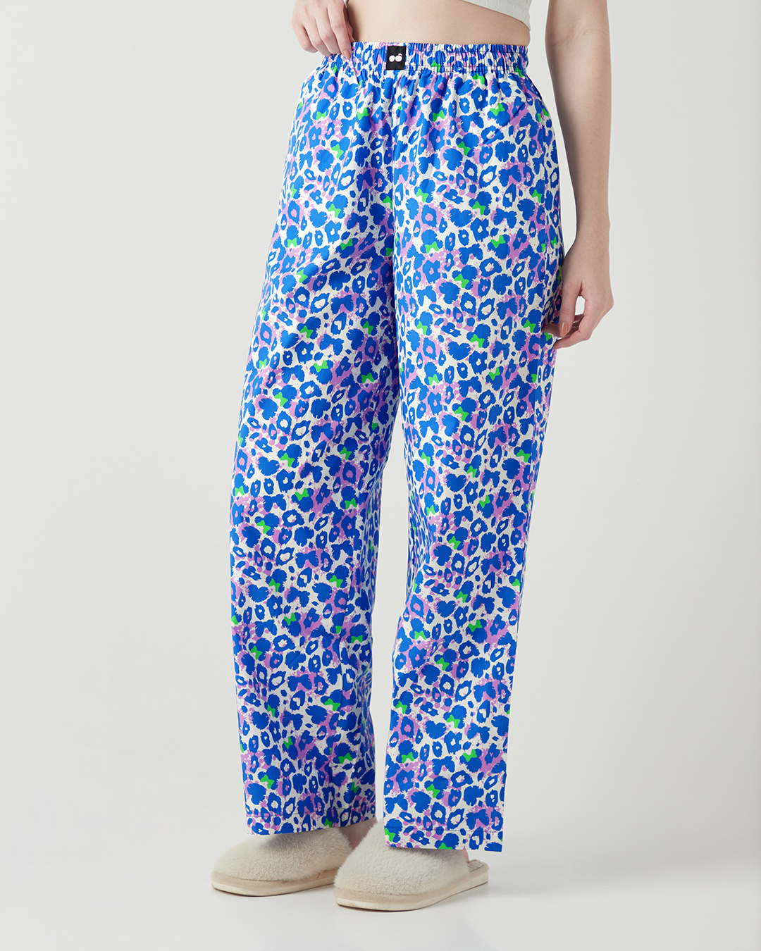 Shop Women's Purple & Blue Mickey All Over Printed Wide Leg Pyjamas-Back