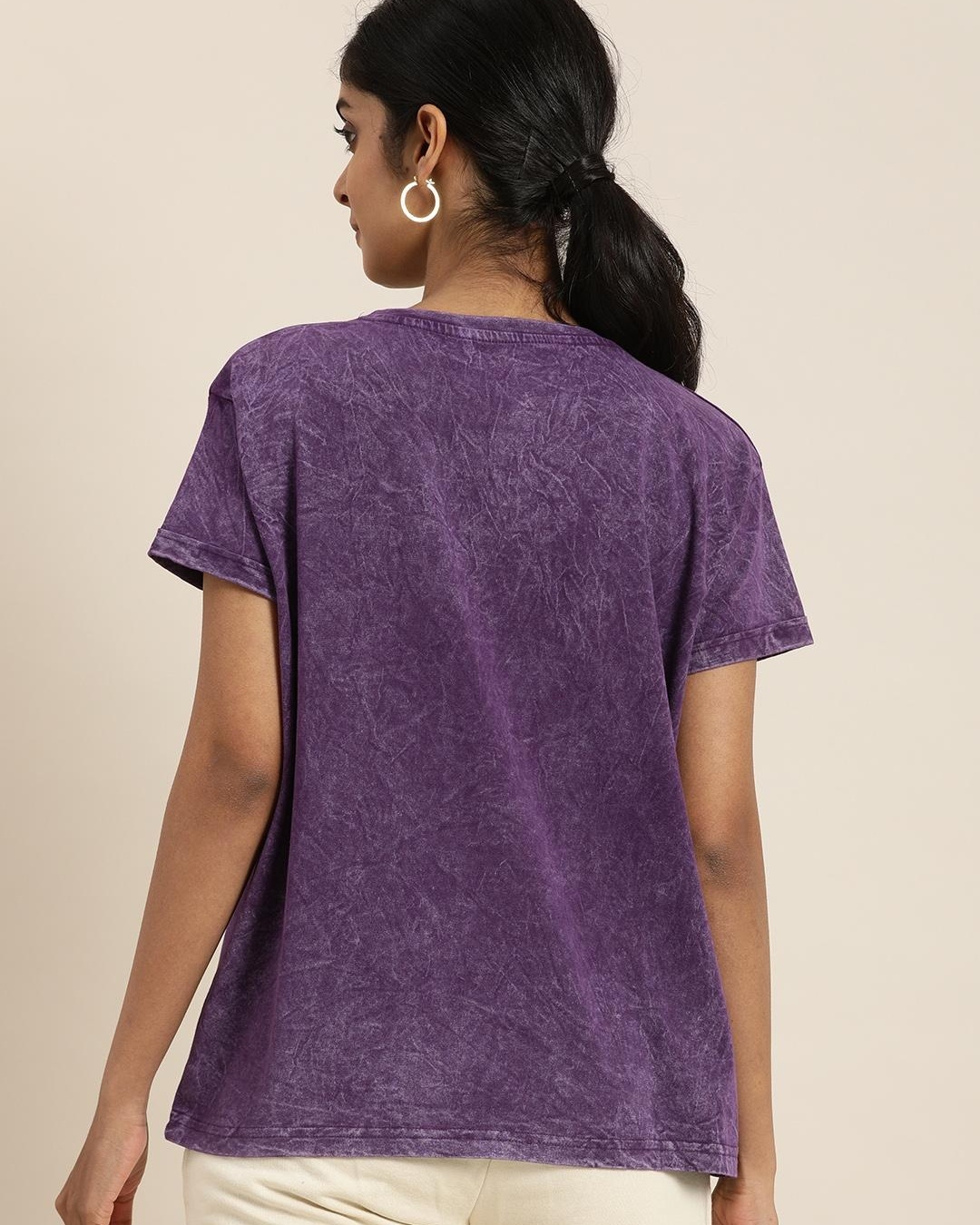 Shop Women's Purple Amour Typography Relaxed Fit T-shirt-Back