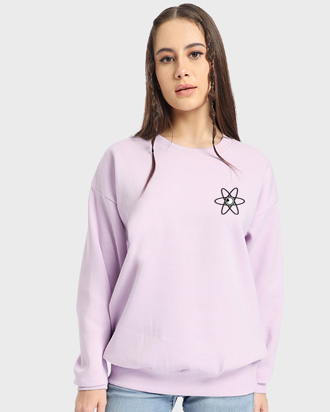 Shop Women's Purple Anti Gravity Minion Graphic Printed Oversized Sweatshirt-Back