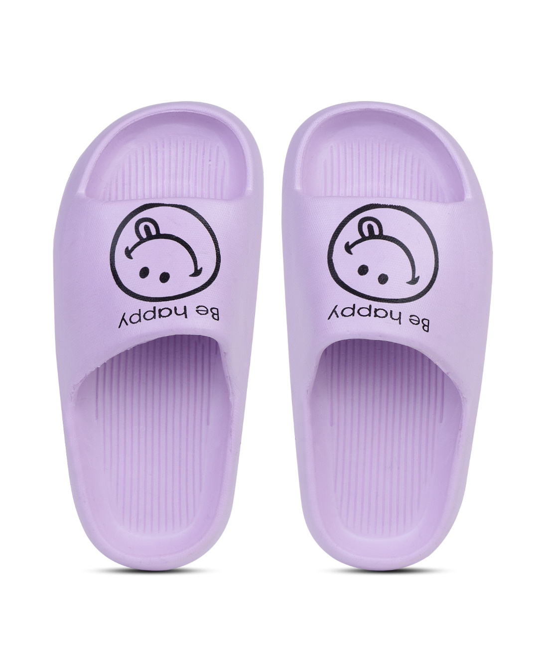 Shop Women's Purple Be Happy Printed Sliders-Back