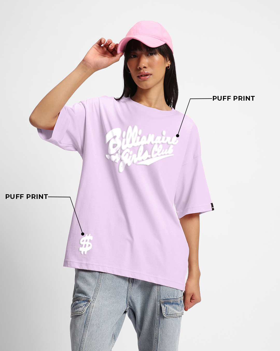 Shop Women's Purple Billionaire Girls Club Graphic Printed Oversized T-shirt-Back