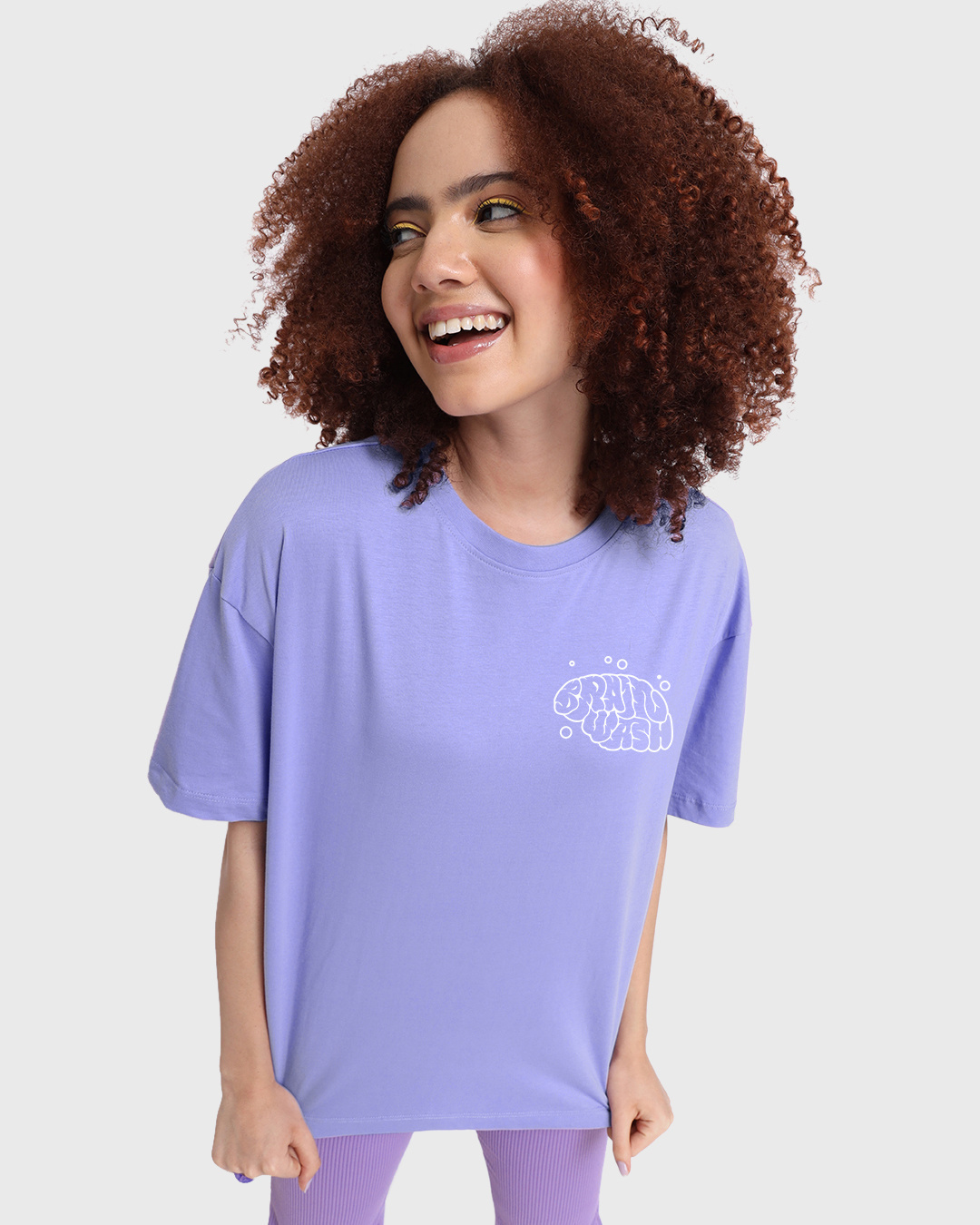 Shop Women's Purple Brain Wash Graphic Printed Oversized T-shirt-Back