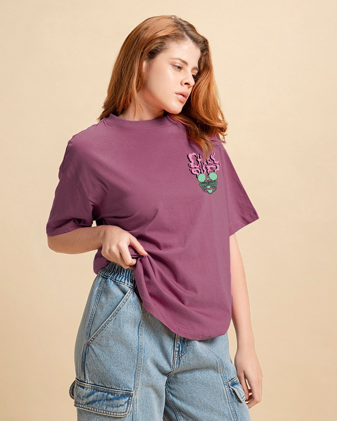 Shop Women's Purple Chill Out Graphic Printed Oversized T-shirt-Back