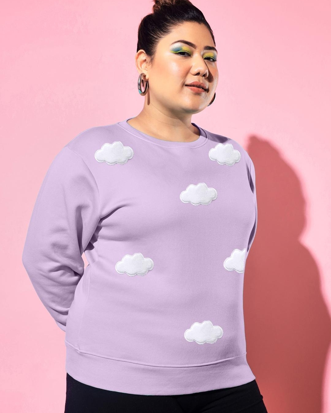 Shop Women's Purple Cloud Graphic Printed Plus Size Sweatshirt-Back