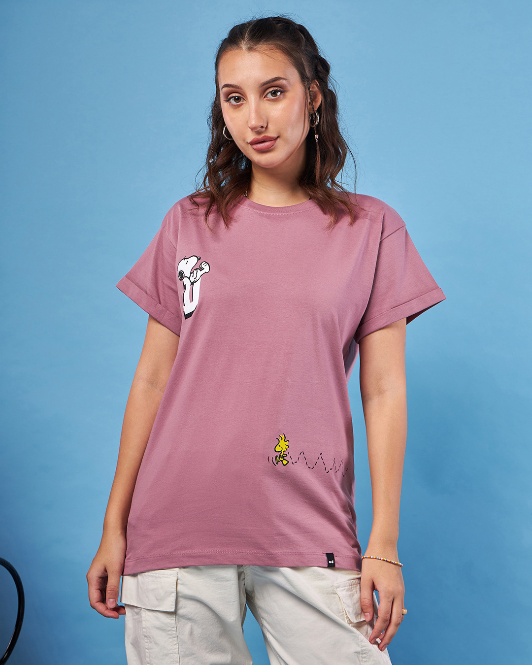 Shop Women's Purple Dumb Day Graphic Printed Boyfriend T-shirt-Back