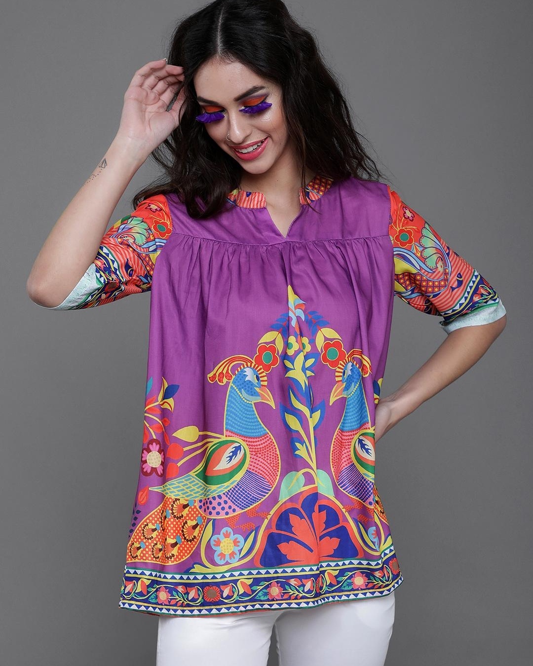 Black Ethnic Motifs Top