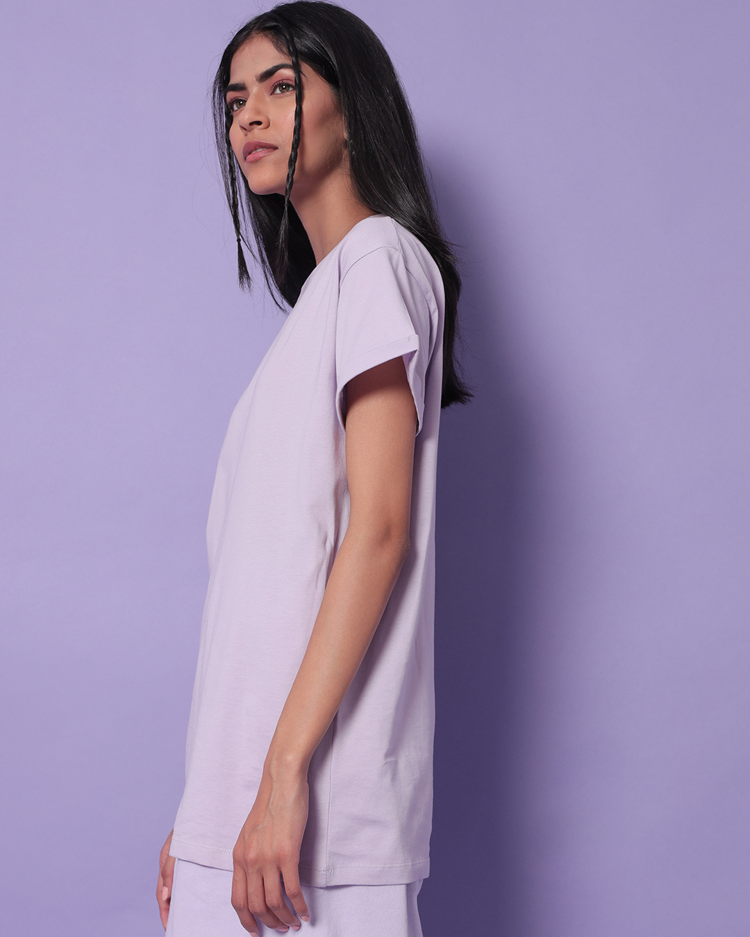 Shop Women's Purple Feel Good Lilac Boyfriend T-shirt-Back
