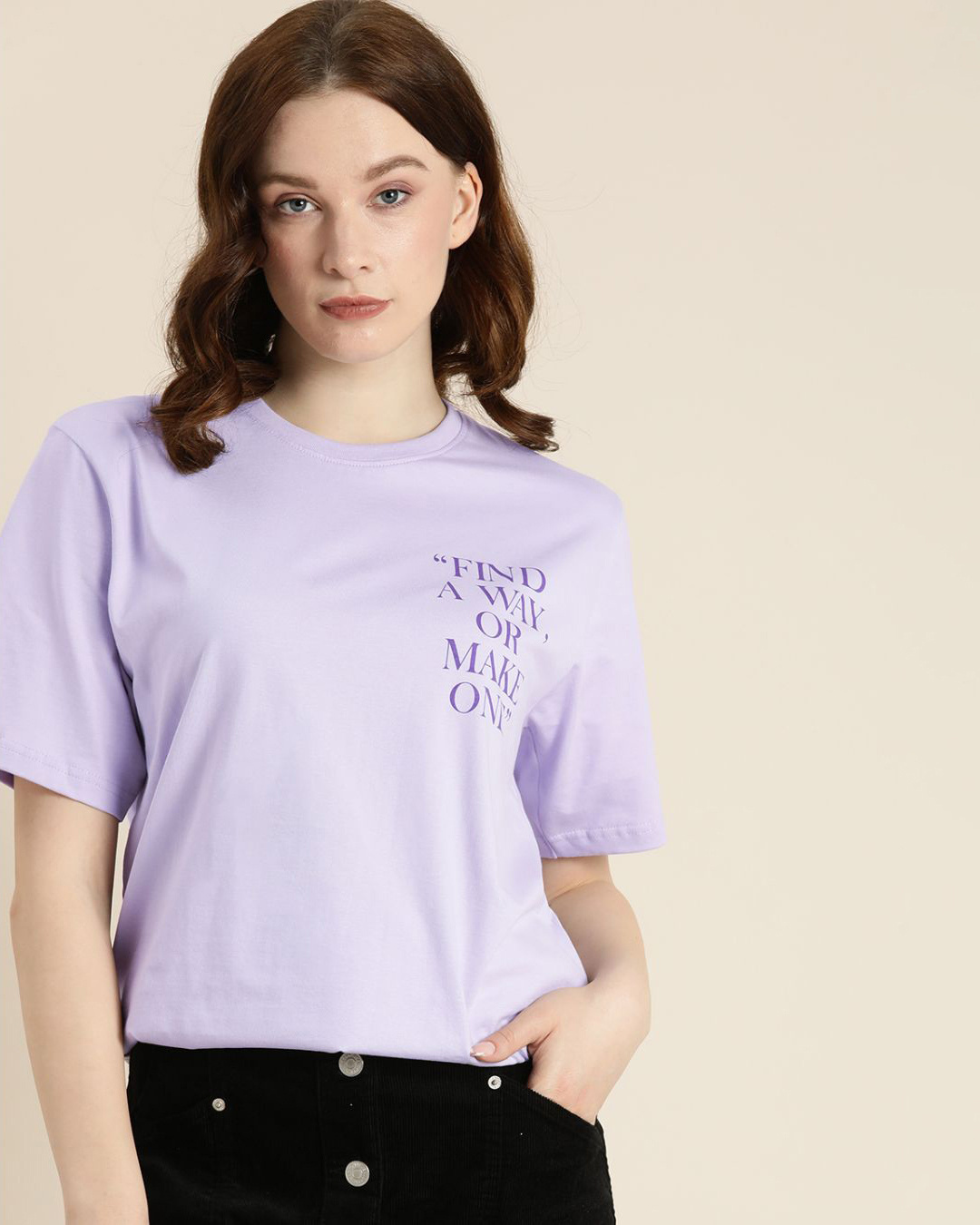 Buy Women's Purple Find A Way or Make One Typography Oversized T-shirt ...