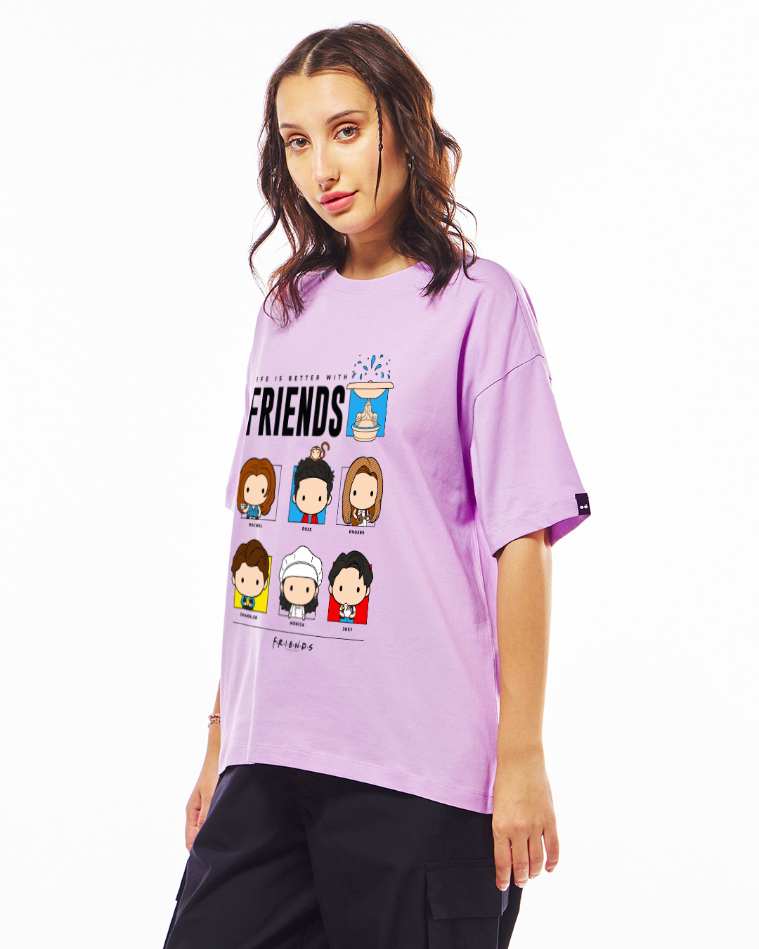 Shop Women's Purple Friends Life Graphic Printed Oversized T-shirt-Back