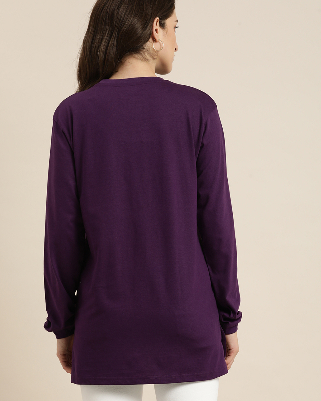 Shop Women's Purple Graphic Oversized T-Shirt-Back