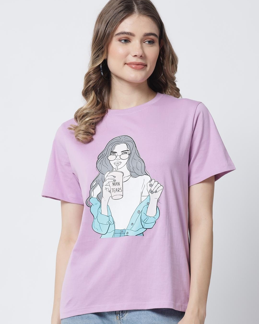 Buy Women's Purple Graphic Printed Loose Fit T-shirt Online at Bewakoof