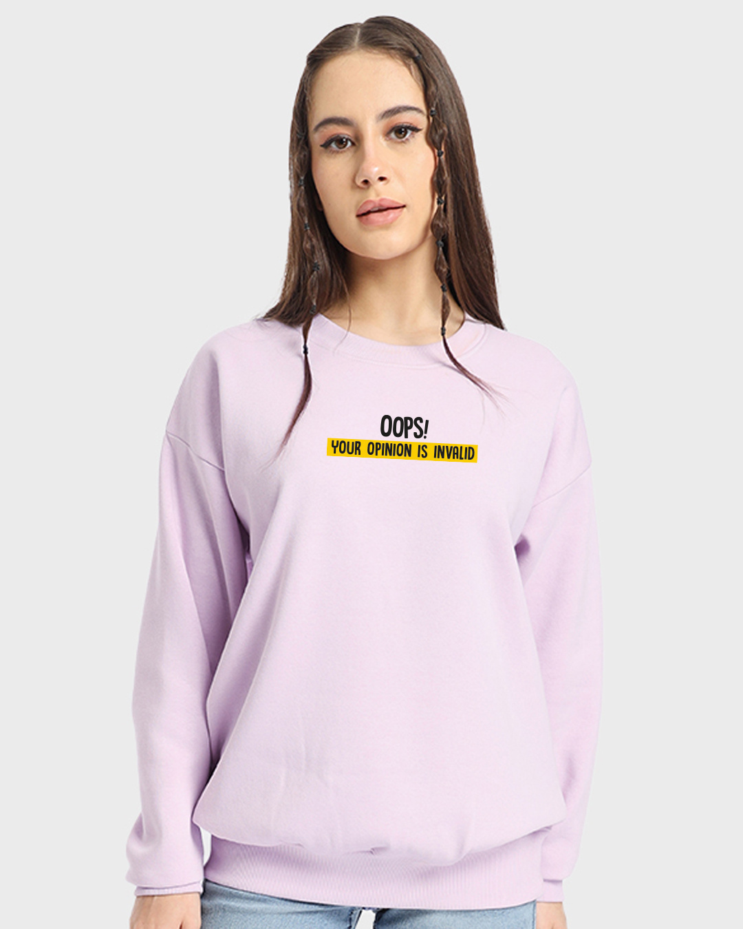 Shop Women's Purple Graphic Printed Oversized Sweatshirt-Back