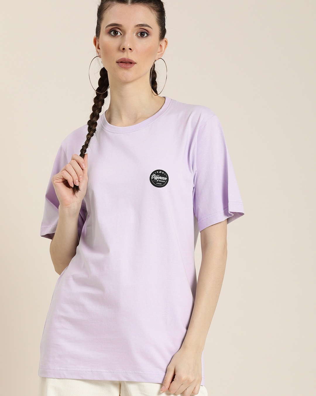 Shop Women's purple Graphic Printed Oversized T-shirt-Back