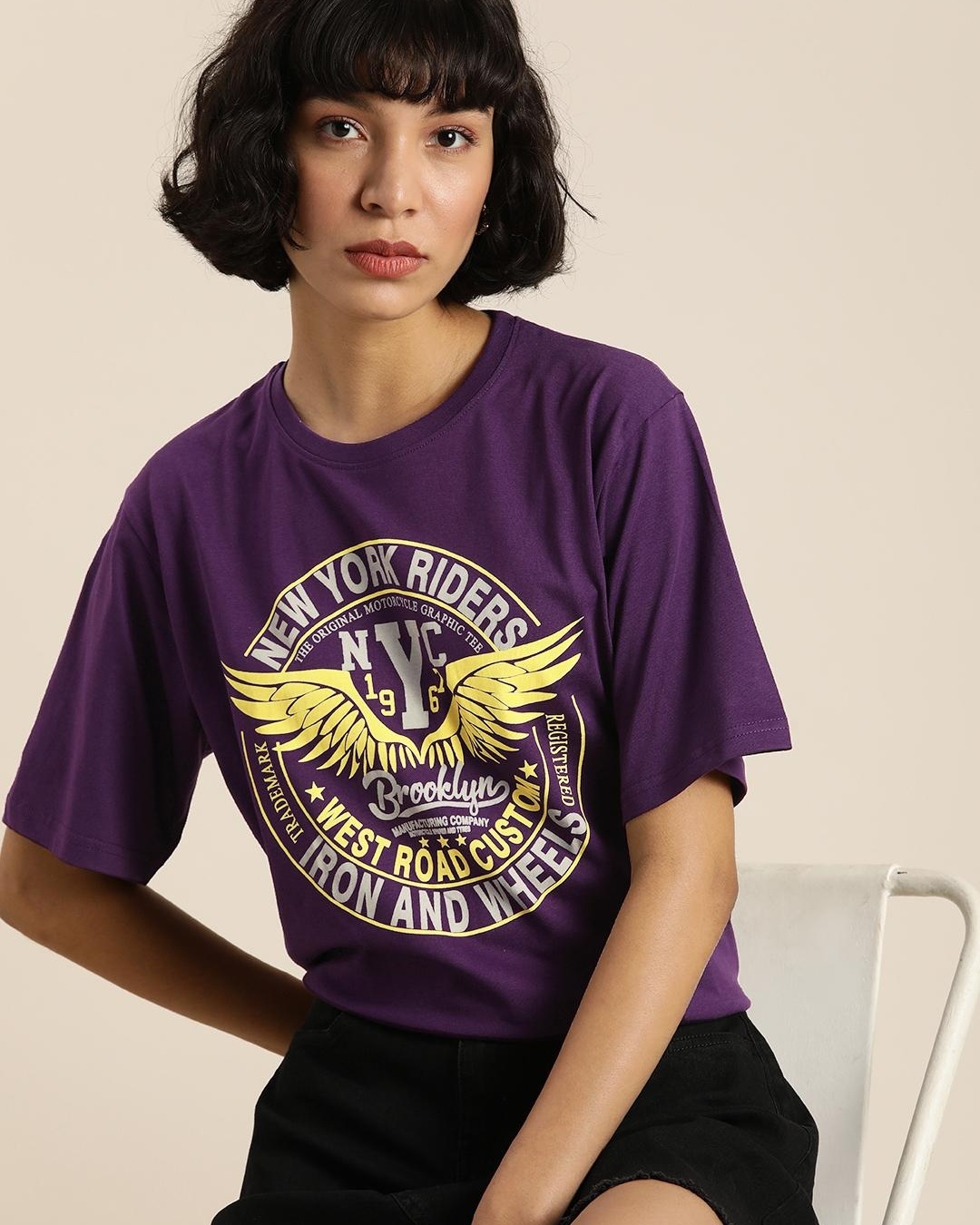 Purple Graphic Tee
 Buy enabled line at Bewakoof