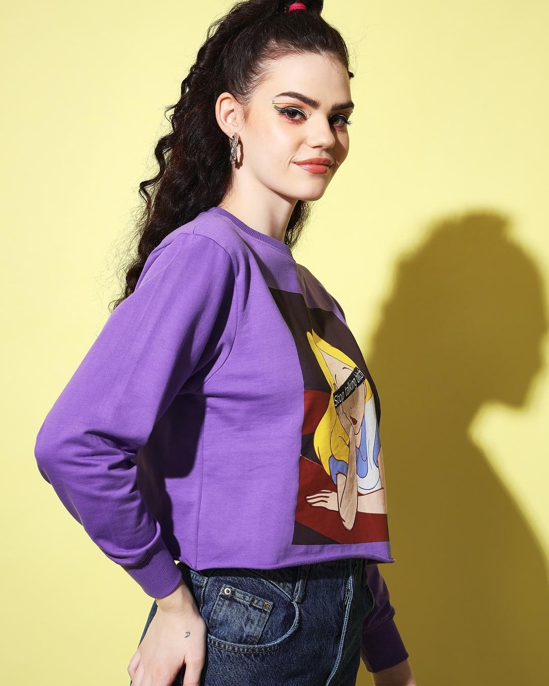 Shop Women's Purple Graphic Printed Sweatshirt-Back