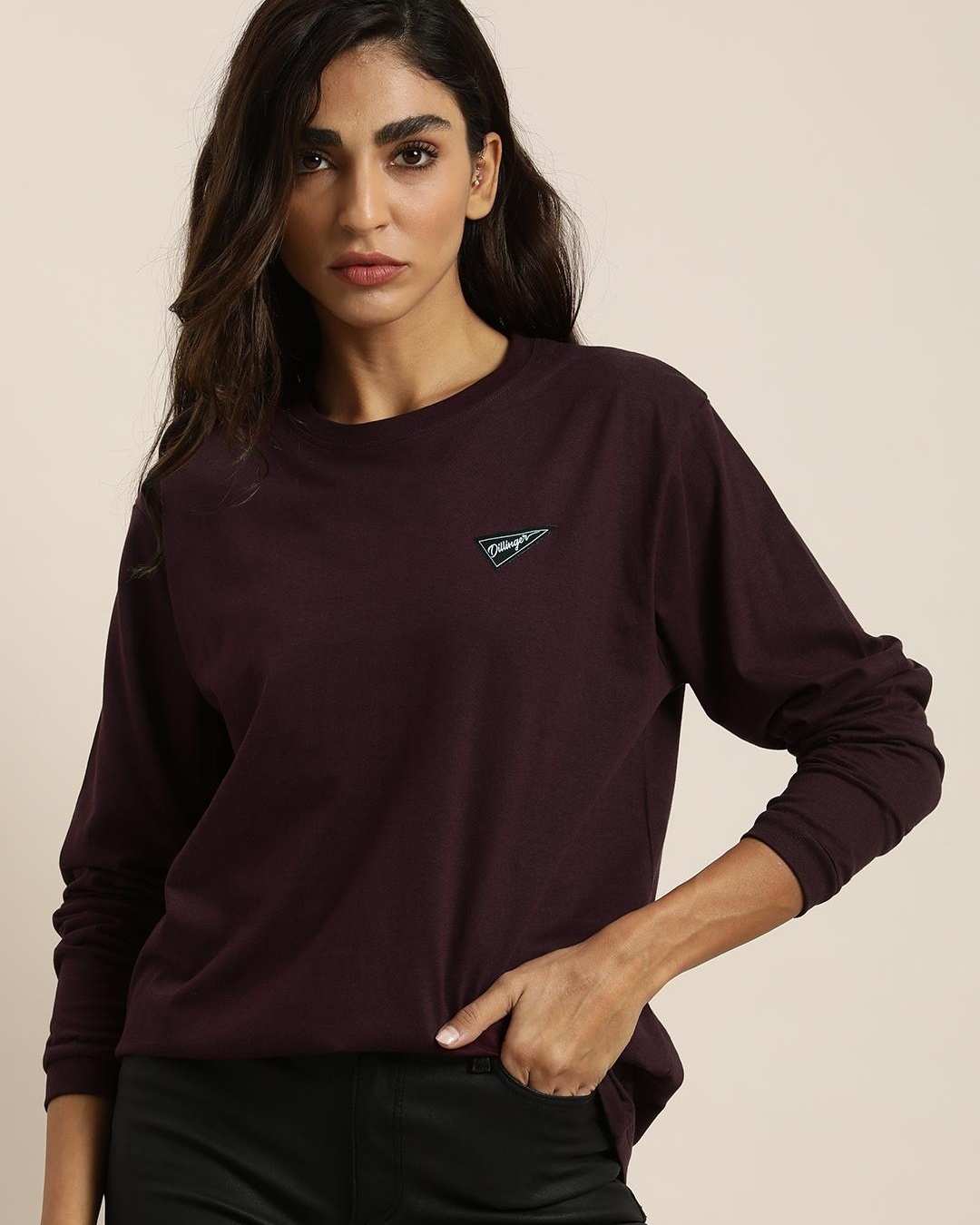 Shop Women's Purple Graphic Printed Oversized T-shirt-Back