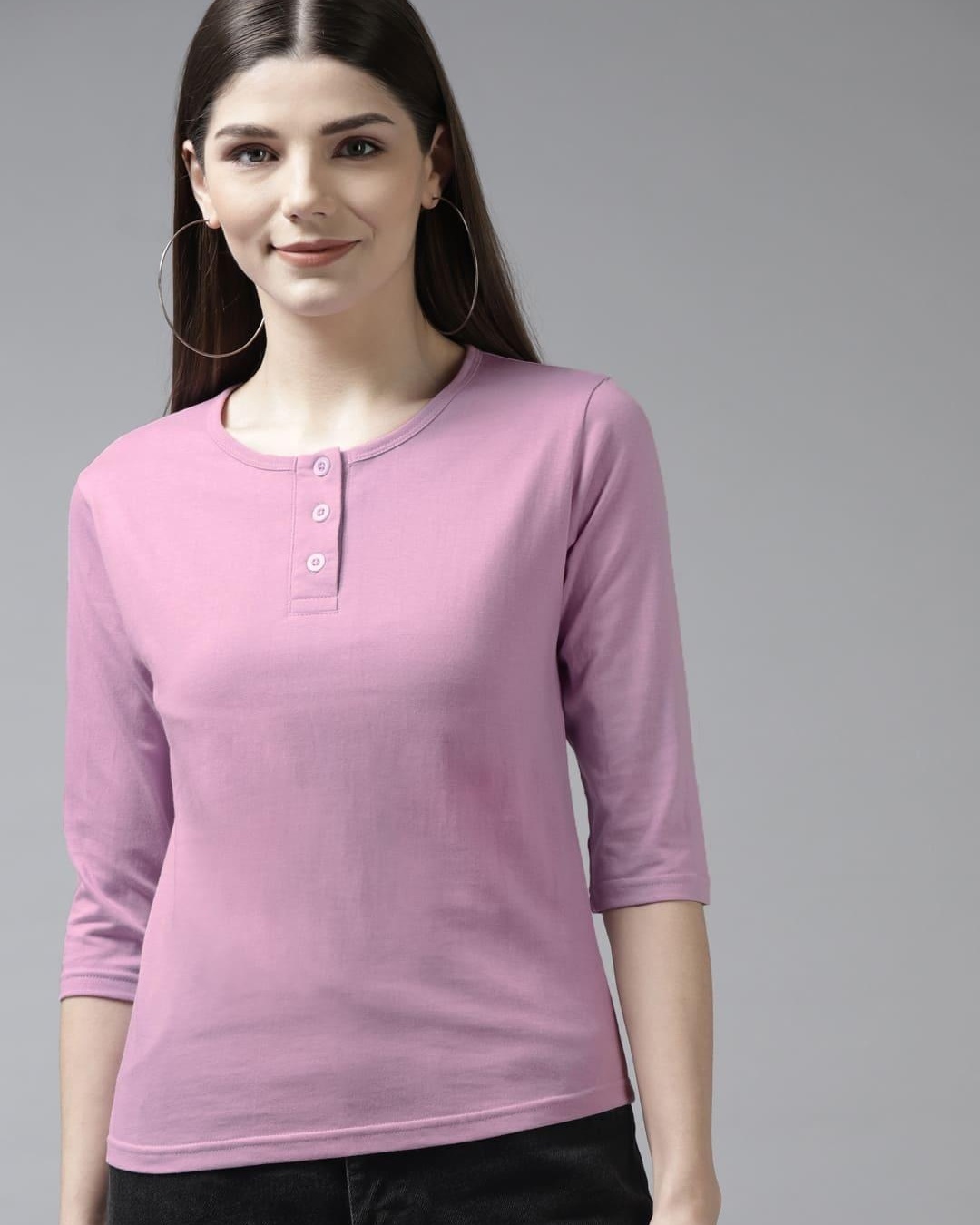 Buy Women's Purple Henley Tshirt Online at Bewakoof