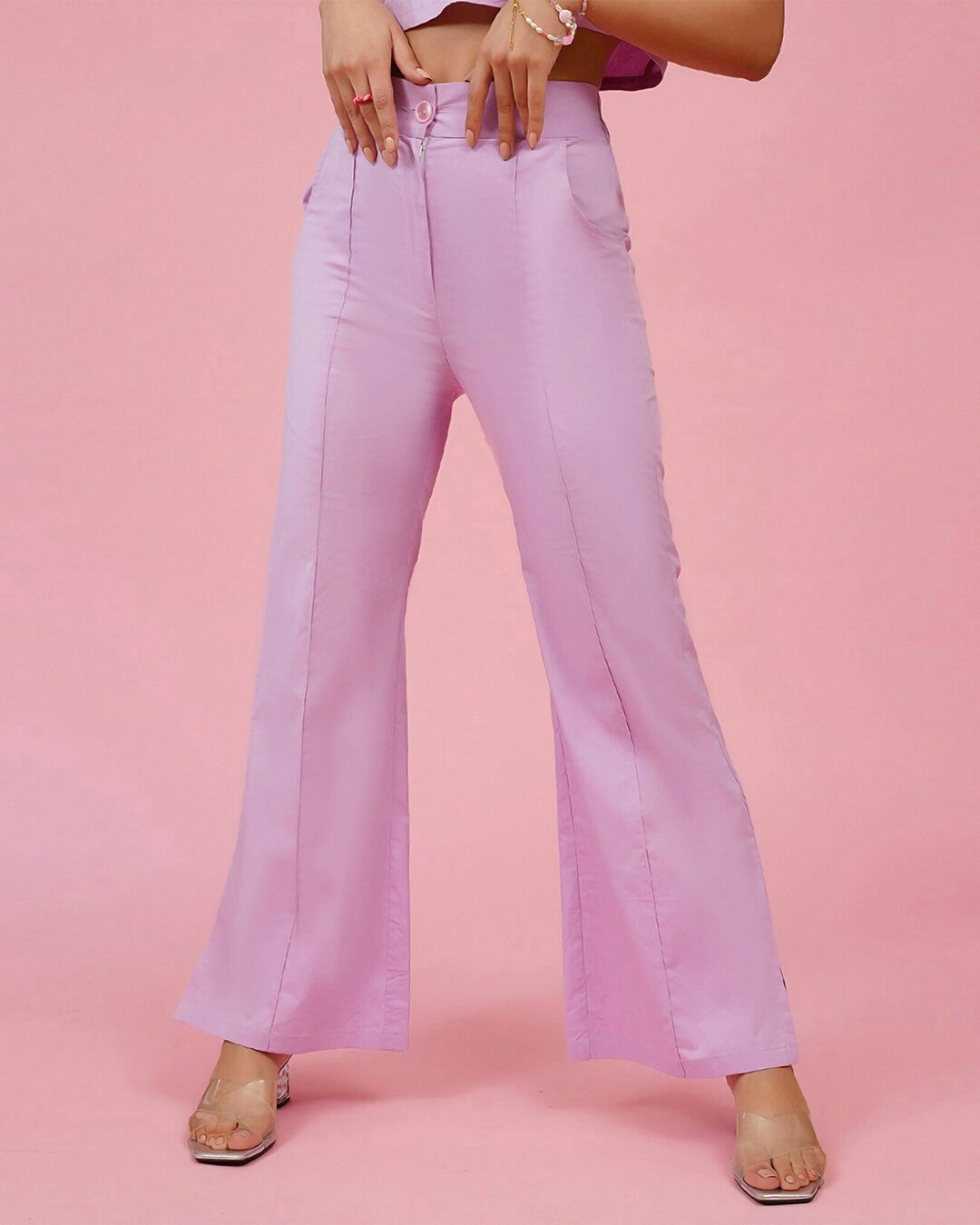 Buy Women's Purple High-Rise Flared Pants Online at Bewakoof