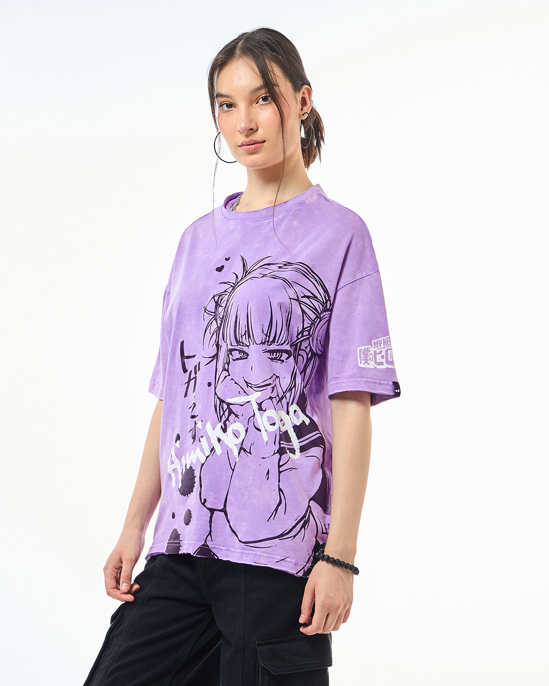 Shop Women's Purple Himiko Toga Graphic Printed Oversized T-shirt-Back