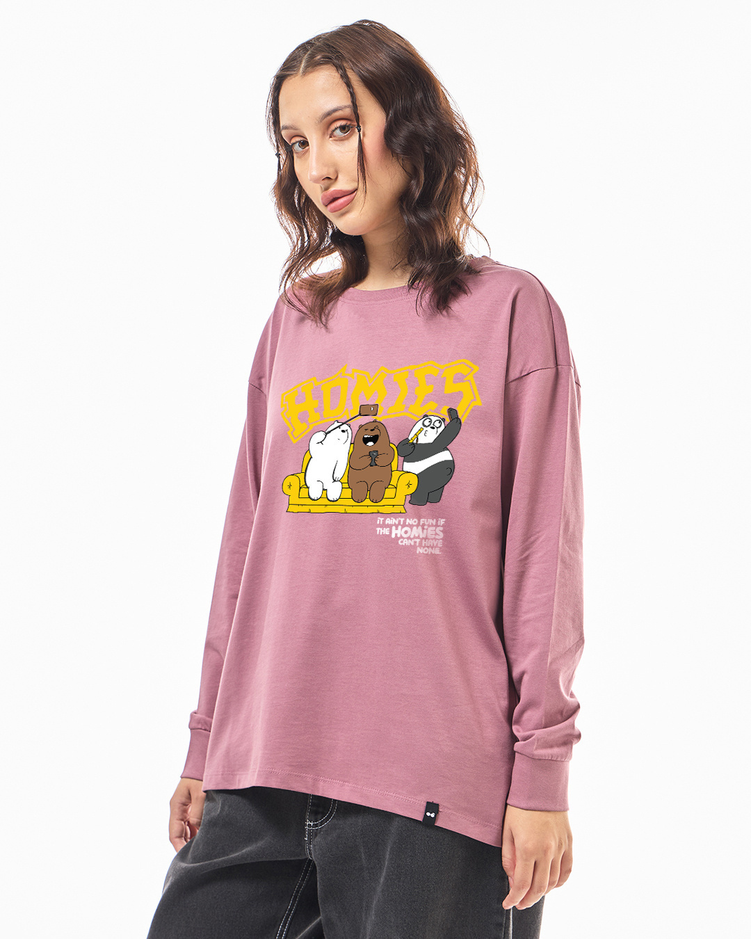 Shop Women's Purple Homies Graphic Printed Oversized T-shirt-Back