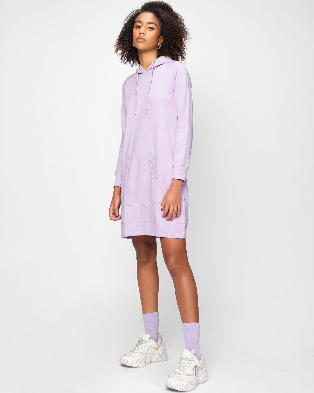 Shop Women's Purple Hoodie Dress-Back