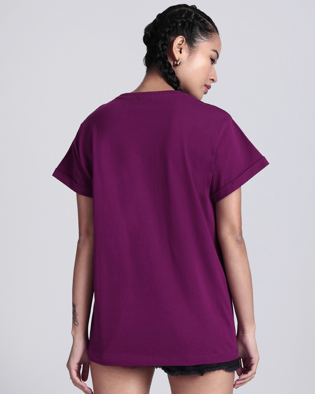 Shop Women's Purple I am Dramatic Graphic Printed Boyfriend T-shirt-Back