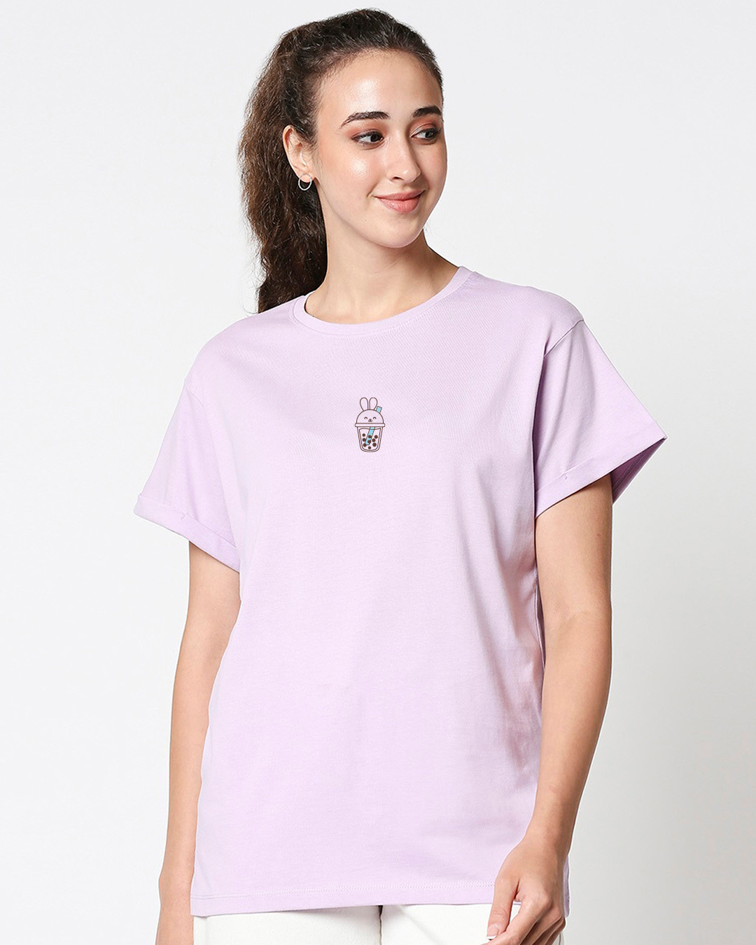 Shop Women's Purple I Don't Give A Sip Graphic Printed Boyfriend T-shirt-Back