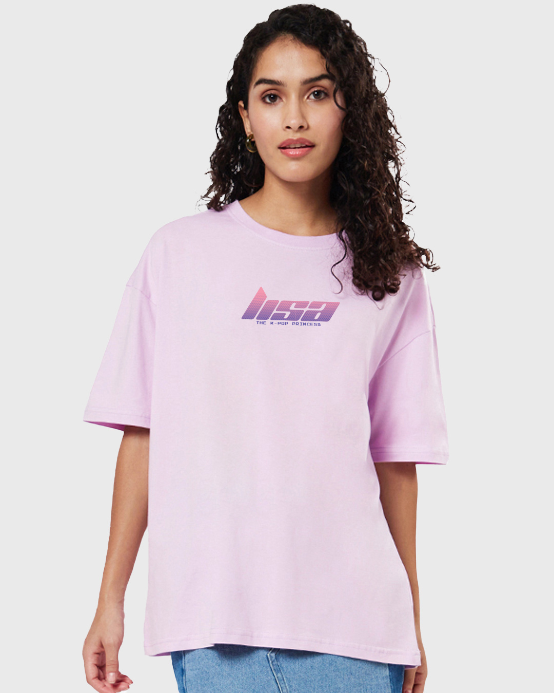 Shop Women's Purple K-Pop Princess Graphic Printed Oversized T-shirt-Back