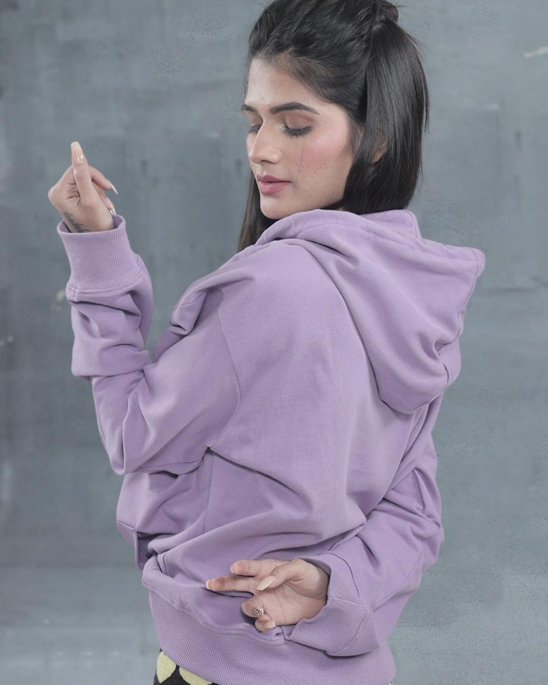 Shop Women's Purple Loose Fit Hoodie-Back