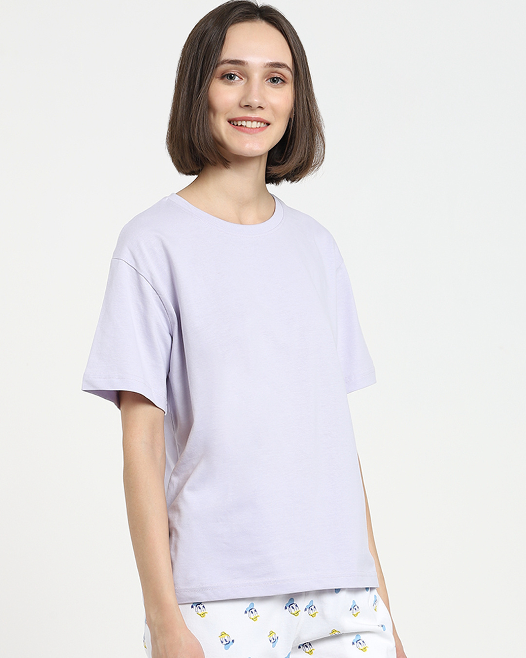 Shop Women's Purple Lounge Relaxed Fit T-shirt-Back