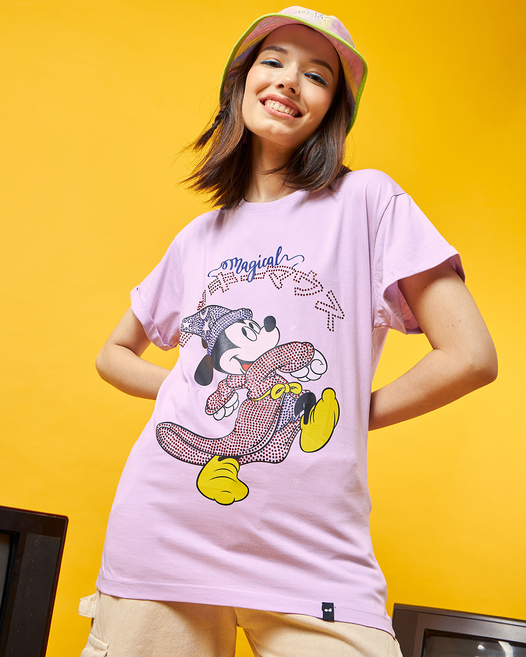 Buy Women's Purple Magical Mickey Graphic Printed Boyfriend T-shirt ...