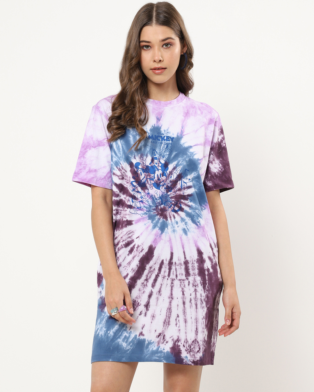 Shop Women's Purple Mickey and Friends Tie & Dye Oversized Dress-Back