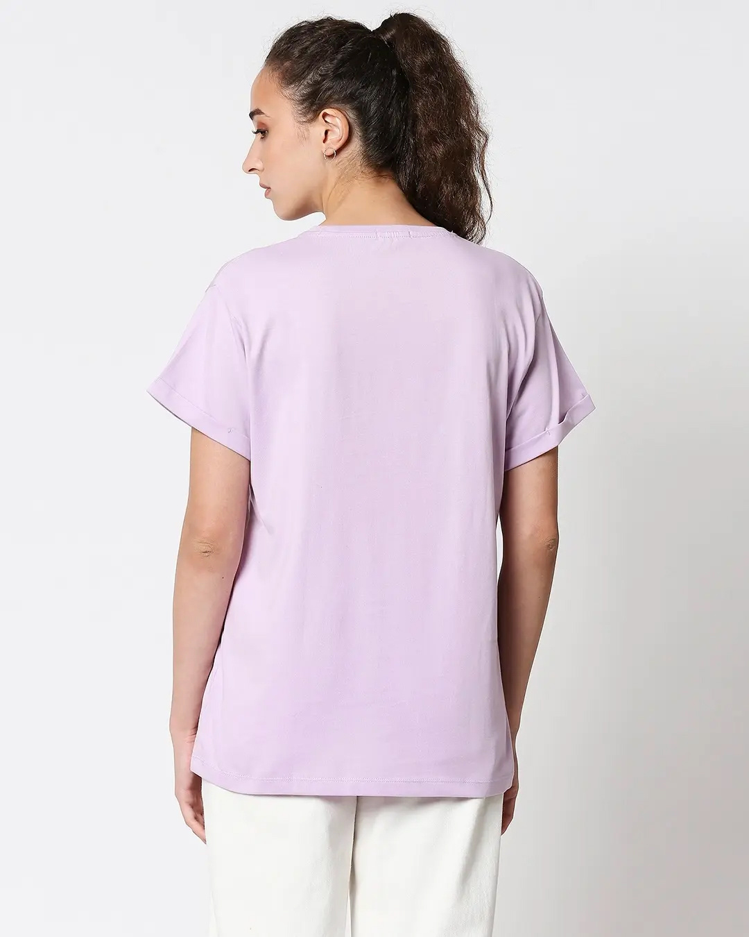 Shop Women's Purple Music Cute Graphic Printed Boyfriend T-shirt-Back