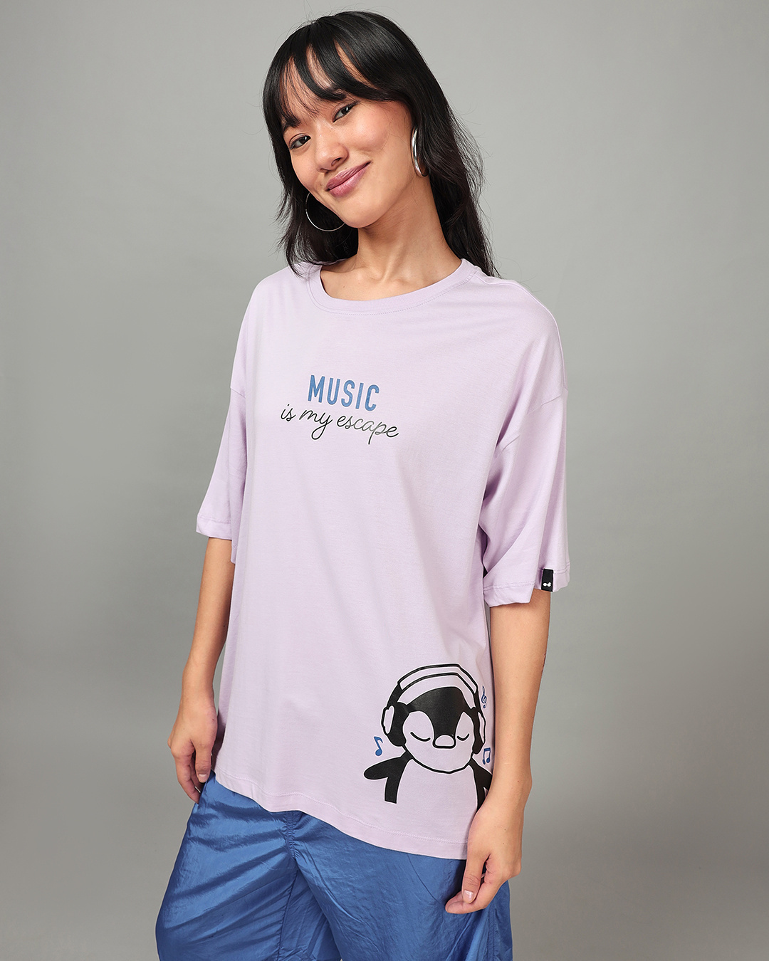 Shop Women's Purple Music Is My Escape Graphic Printed T-shirt-Back
