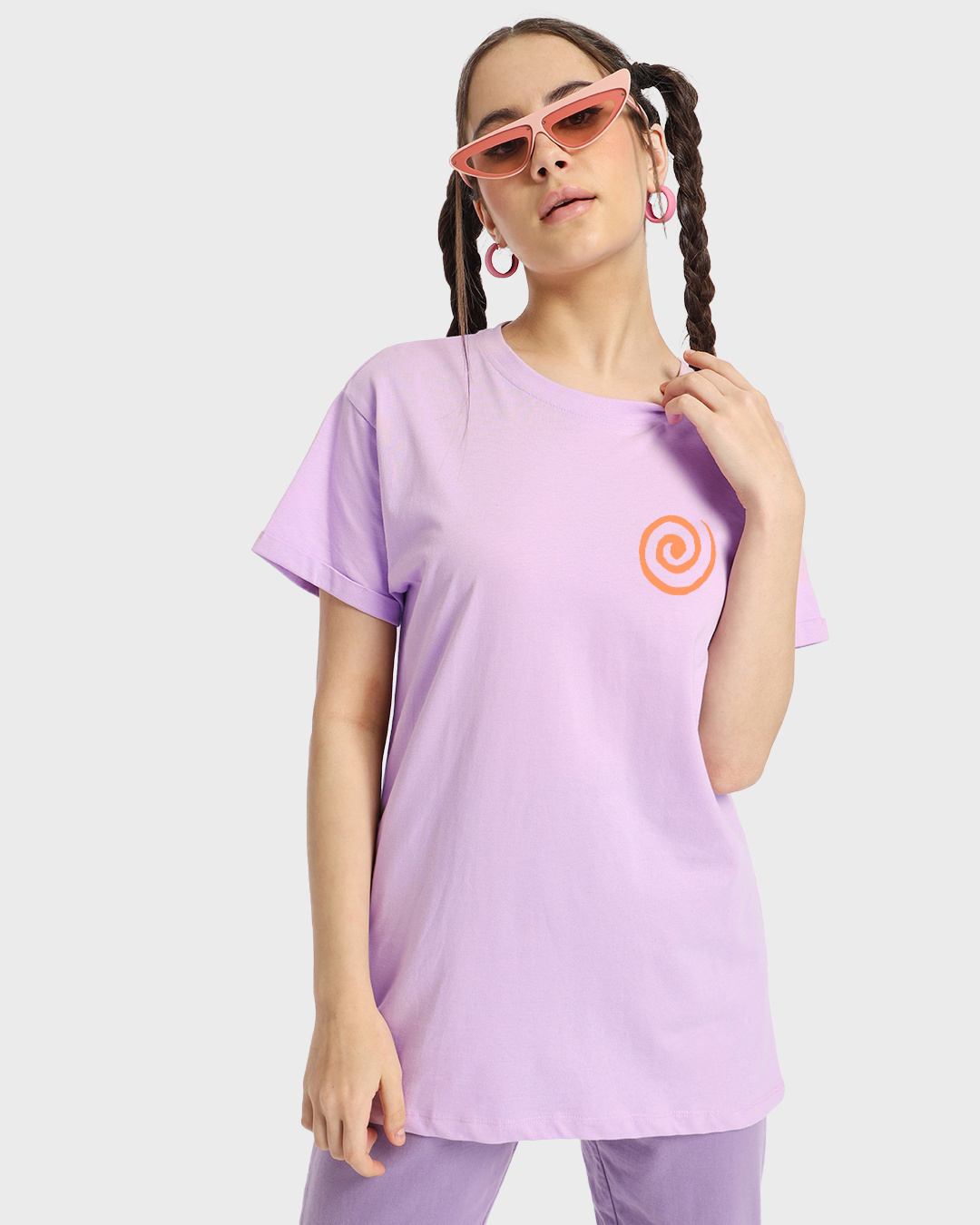 Shop Women's Purple Naruto Uzumaki Graphic Printed Boyfriend T-shirt-Back